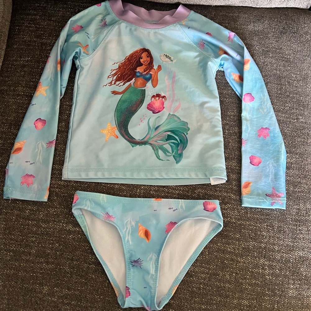Disney Ariel Kids Rashguard Set - Aqua and Purple